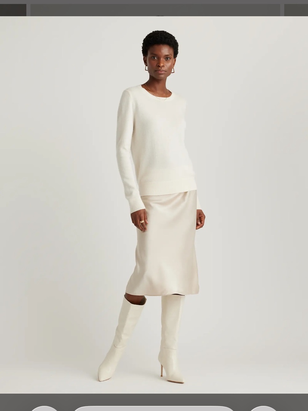 Quince Satin Skirt in Soft Champagne